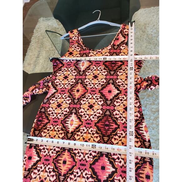 House of Bailey Long Maxi Dress Womens Large Multi Scoop Neck Drawstring Waist - Picture 8 of 13